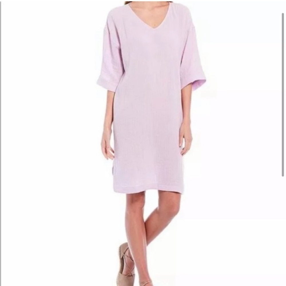 NWT Eileen Fisher Size Small Lilac Purple Organic Cotton Lofty Gauze Malow Dress